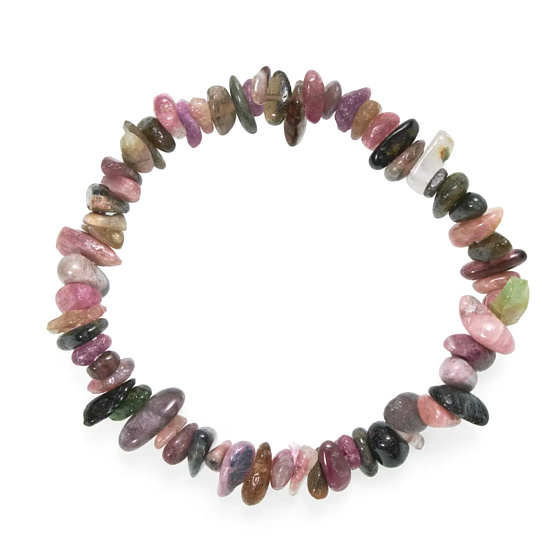 Turmalin farbiges Armband gehackter Naturstein 19 cm, heilt - reinigt - inspiriert - Erinnerung - löscht Negativität - verbindet - Schutz