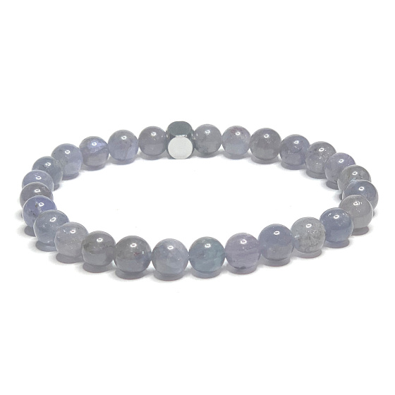 Tansanit-Armband elastisch Naturstein, Kugel 6 mm / 16 - 17 cm