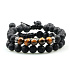 Lava schwarz + Tigerauge, Duo-Armband Naturstein, Kugel 8 mm / Größe verstellbar