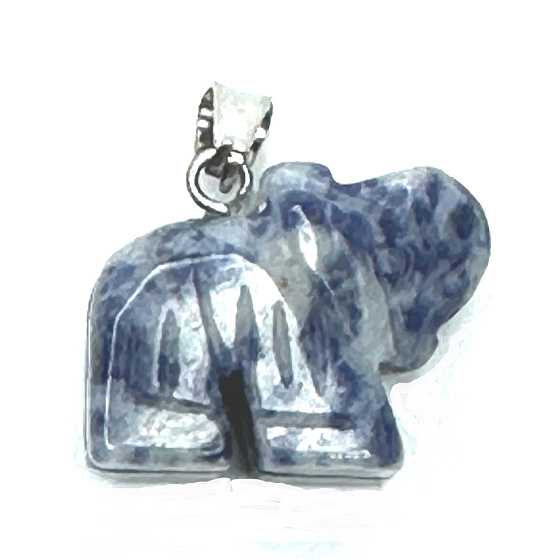 Sodalith Elefant Anhänger Naturstein, handgeschliffene Figur 1,8 x 2,5 x 8 mm, Stein Kommunikation