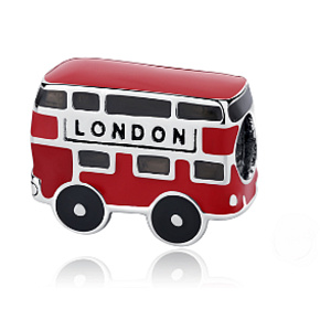 Sterling Silber 925 London roter Bus Perle auf Reise-Armband