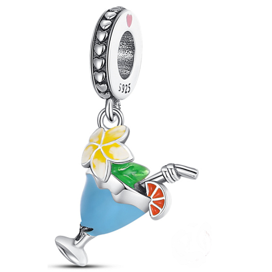 Charm Sterlingsilber 925 Mischgetränk - Sommer im Glas, Anhänger für Armband Essen und Trinken