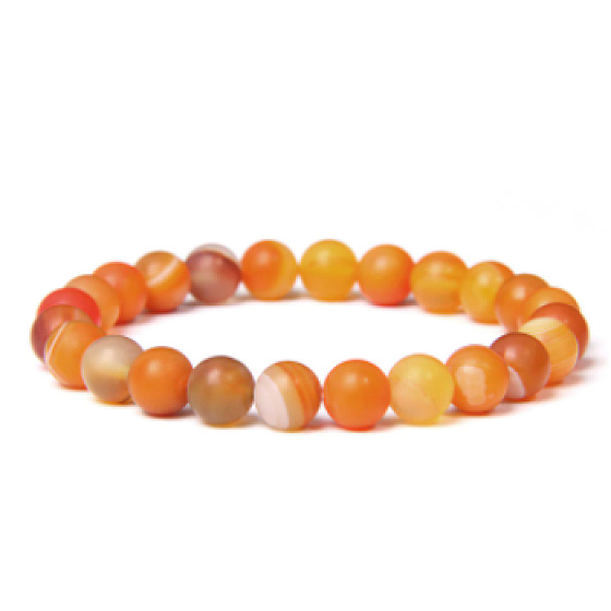 Achat orangefarbenes Spitzenarmband elastischer Naturstein, Kugel 8 mm / 16 - 17 cm