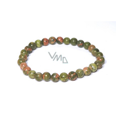 Unakit Armband elastischer Naturstein, Kugel 6 mm / 16-17 cm, Stein des persönlichen Wachstums und der Vision Unakit Armband elastischer Naturstein, Kugel 6 mm / 16-17 cm, Stein des persönlichen Wachstums und der Vision