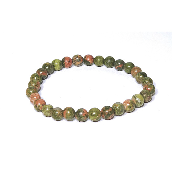 Unakit Armband elastischer Naturstein, Kugel 6 mm / 16-17 cm, Stein des persönlichen Wachstums und der Vision