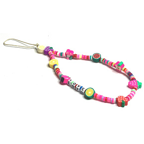 Anti-Verlust-Handy-Anhänger, Perlen, Obst, Liebe, Umfang 26,5 cm