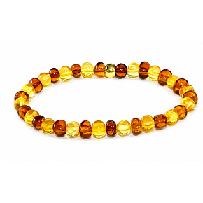 Bernstein Baltikum cognac / Gold Armband elastisch natürlich, Nugget unregelmäßig ca. 5 mm / 16-17 cm, verfestigtes Sonnenlicht