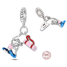 Charm Sterlingsilber 925 Yoga, Anhänger für Sportarmband