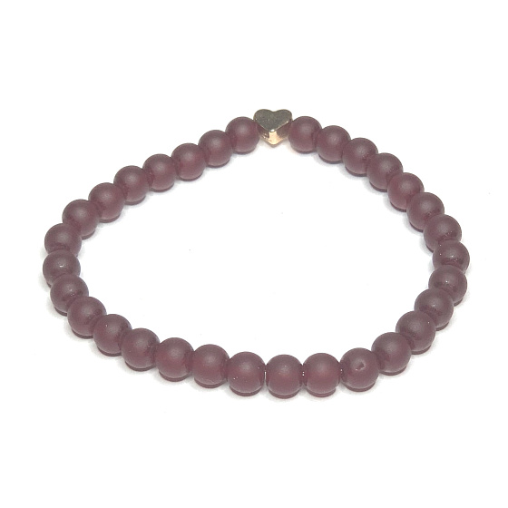 Granat mattes Armband elastischer Naturstein, Kugel 6 mm / 16 - 17 cm, Stein des Feuers, der Liebe