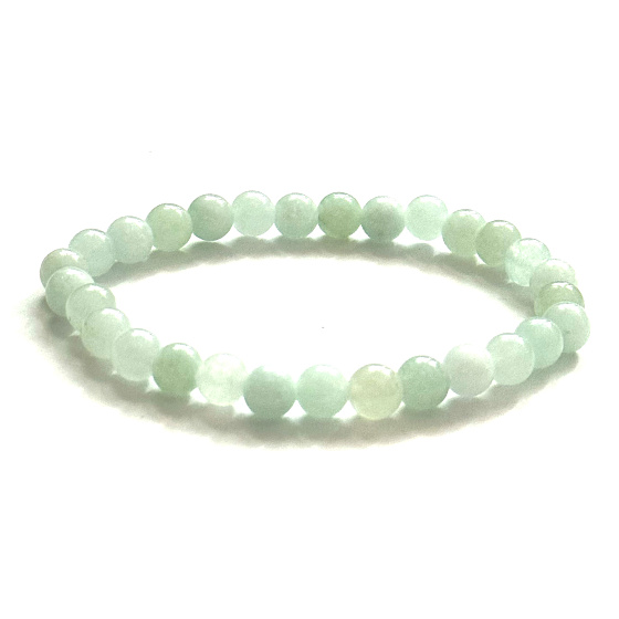 Jade Burmese Naturstein elastisches Armband, Kugel 6 mm / 16-17 cm, Stein des Friedens