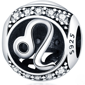 Charm Znamení zvěrokruhu Lev + zirkony, korálek na náramek