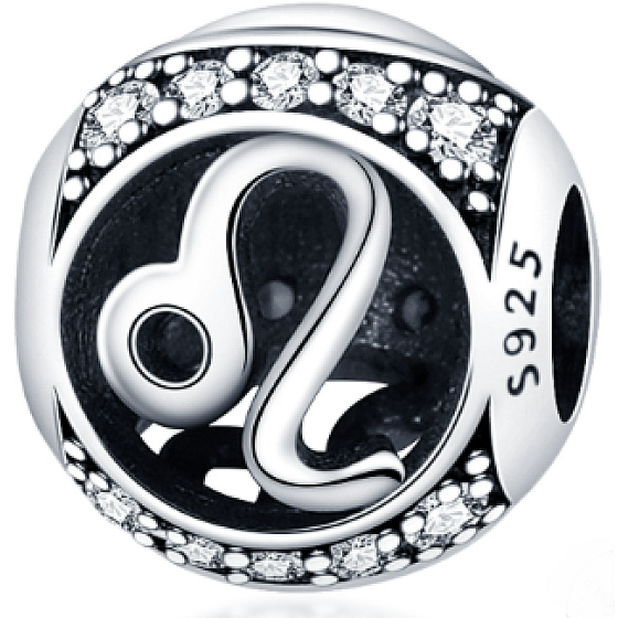 Charm Znamení zvěrokruhu Lev + zirkony, korálek na náramek