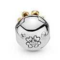 Charms Sterling Silber 925 Glänzendes vierblättriges Kleeblatt als Glücksbringer, Stopper, Clipbead für Armband natur