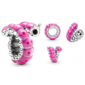 Sterling Silber 925 Niedliche gedrehte Raupe, Perle auf Tierarmband