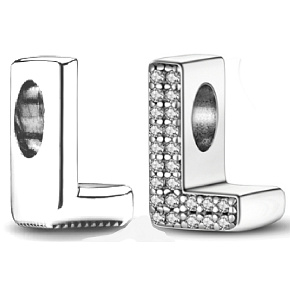 Charme Sterling Silber 925 Alphabet Buchstabe L, Perle für Armband