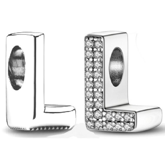 Charme Sterling Silber 925 Alphabet Buchstabe L, Perle für Armband