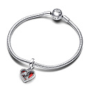 Charms Sterling Silber 925 Rotes Herz mit Schlüsselloch 2in1, Liebesarmband Anhänger