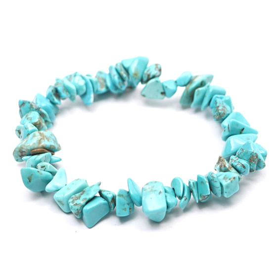 Tyrkenit Armband elastisch gehackter Naturstein 16 cm, für Kinder, Jugendliche Stein, auf der Suche nach Lebensziel