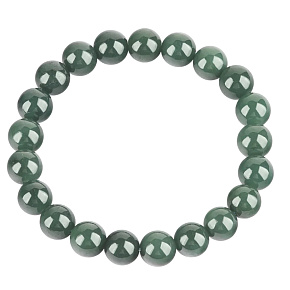 Jadeit Burmesisches grünes Armband elastisch Naturstein, 9 mm / 16 - 17cm, Liebe Glück