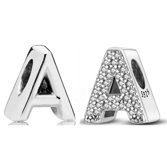Charme Sterling Silber 925 Alphabet Buchstabe A, Perle für Armband