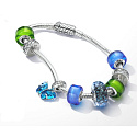 Charme Sterling Silber 925 Blau Murano Glasperle auf Armband Symbol
