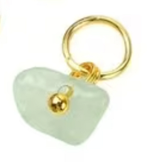 Aquamarin – Mini-Anhänger aus Naturstein ca. 0,8–1,2 cm, goldfarbene Ausführung | Talisman der Ruhe und Harmonie