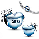 Sterling Silber 925 Graduation - Blaues Graduation Herz 2023, Graduate Bead Bracelet