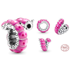 Sterling Silber 925 Niedliche gedrehte Raupe, Perle auf Tierarmband