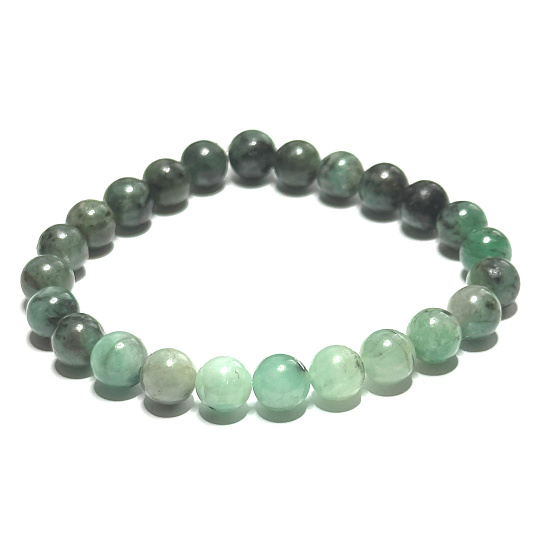 Smaragd-Armband elastisch Naturstein, Kugel 8 mm / 16 - 17 cm, königlicher Stein