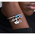 Charm Sterlingsilber 925 Herz mit blauem Kristall, Perle für Armband Liebe