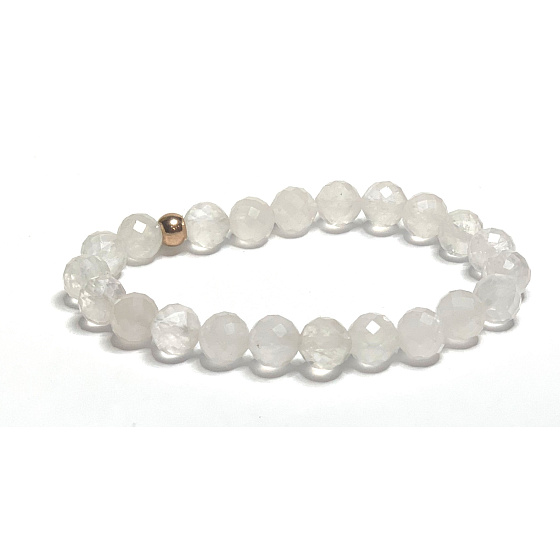 Rose Facettenarmband elastisch Naturstein, Kugel 8 mm / 16 - 17 cm, Liebesstein