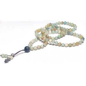 108 Mala Amazonit Halskette, Meditationsschmuck, Naturstein, elastisch, Perle 6 mm