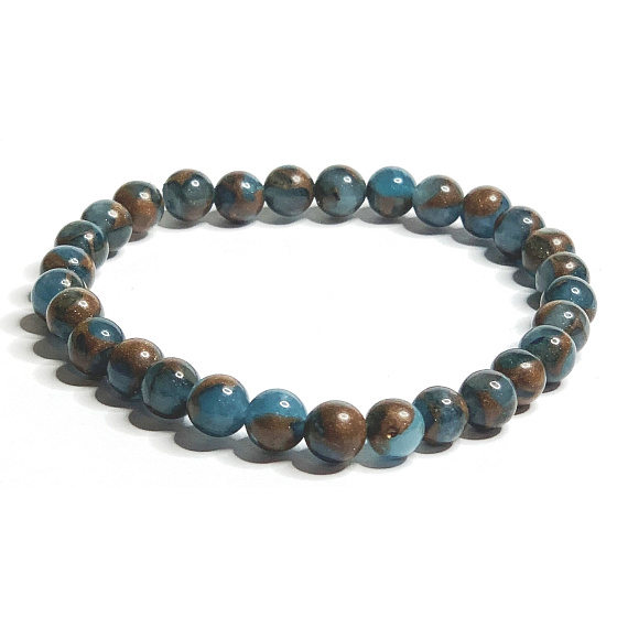 Jaspis Cloisonné Blau Armband elastisch Naturstein, Kugel 6 mm / 16 - 17 cm