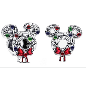 Charm Mickey vánoční věnec, korálek na náramek vánoce Charm Mickey vánoční věnec, korálek na náramek vánoce