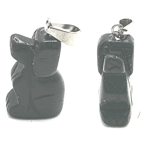 Onyx Hund Anhänger Naturstein, handgeschliffene Figur 1,8 x 2,5 x 8 mm, Stein der Lebenskraft