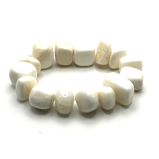 Scolecit Armband elastisch aus Naturstein, Steinchen ca. 1 cm, 6 mm / 16 - 17 cm, reinigender Stein