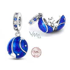 Sterling Silber 925 Universe dunkelblaue Galaxie, Stern, 2in1 Reise-Armband-Anhänger Sterling Silber 925 Universe dunkelblaue Galaxie, Stern, 2in1 Reise-Armband-Anhänger