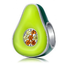 Sterling Silber 925 Exotische Avocado, Perle für Armband, Essen und Trinken