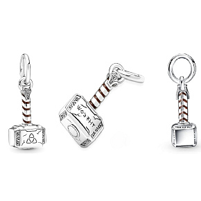 Sterling Silber 925 Marvel The Avengers, Thors Hammer, Armband-Anhänger