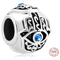Charme Sterling Silber 925 Hand der Fatima, Perle auf Armband Symbol Charme Sterling Silber 925 Hand der Fatima, Perle auf Armband Symbol