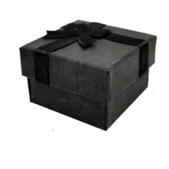 Krabička karton s houbičkou na šperky s mašlí černá 4 x 4 x 2,5 cm