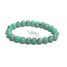 Tyrkenit grün-blaues elastisches Armband, Kugel 8 mm / 16-17 cm, Stein der jungen Leute, die ein Lebensziel suchen Tyrkenit grün-blaues elastisches Armband, Kugel 8 mm / 16-17 cm, Stein der jungen Leute, die ein Lebensziel suchen