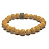 Lava gelb mit königlichem Mantra Om, Armband elastischer Naturstein, Kugel 8 mm / 16-17 cm, geboren aus den vier Elementen