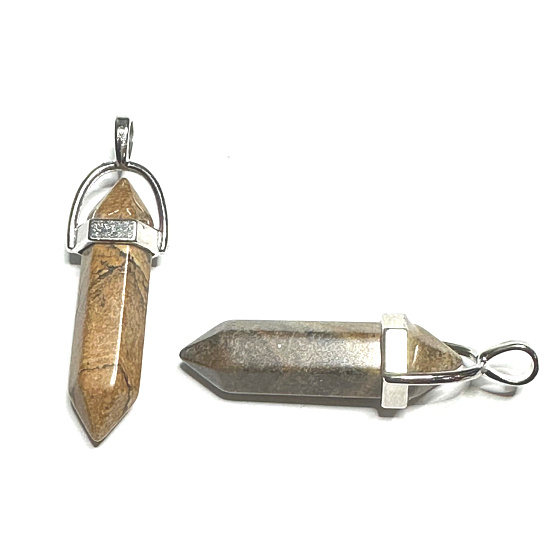 Tigerauge Pendel Sechseck Anhänger Naturstein 41 x 13 mm, Stein der Sonne und Erde, bringt Glück und Reichtum