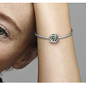 Charme Sterling Silber 925 Infinity Kreis der Ewigkeit August hellgrün, Perle für Armband