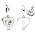 Charms Sterling Silber 925 Perle weiß Herz 2in1, Anhänger für Armband Familie