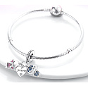 Charme Sterling Silber 925 Geschwister Tochter Sohn 3in1, Anhänger am Armband Familie