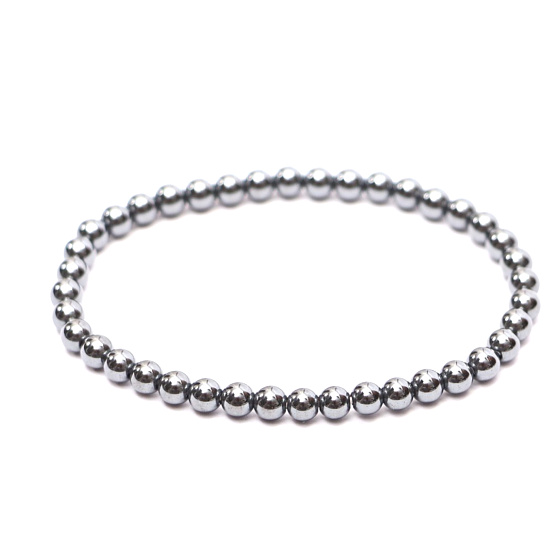 Hämatit-Armband elastischer Naturstein, Kugel 4 mm / 15 cm, für Kinder, gesunder Blutstein