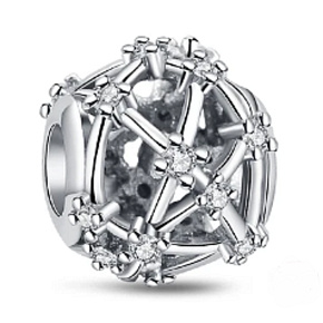Charm Sterling Silber 925 Gestanzte Konstellationen erinnert an Konstellationen von Sternen am Himmel, Perle auf dem Armband Universum
