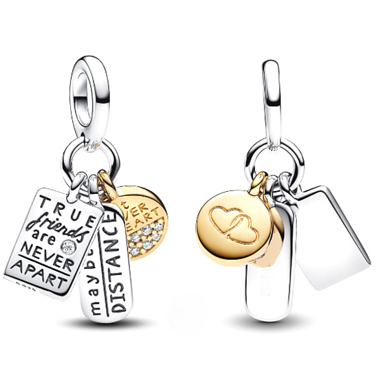 Charm Sterlingsilber 925 Freundschaft 3-in-1, Anhänger für Freundschaftsarmband